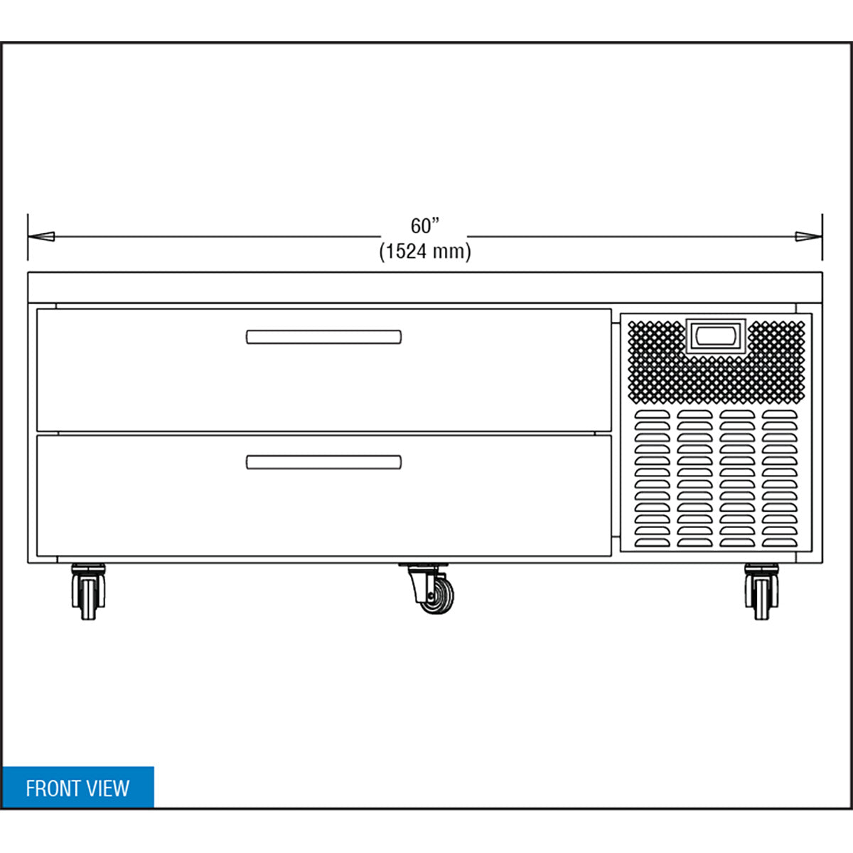 Continental Refrigerator D60GN 60-Inch Refrigerated Chef Base — 2 Drawers, Stainless Steel Exterior
