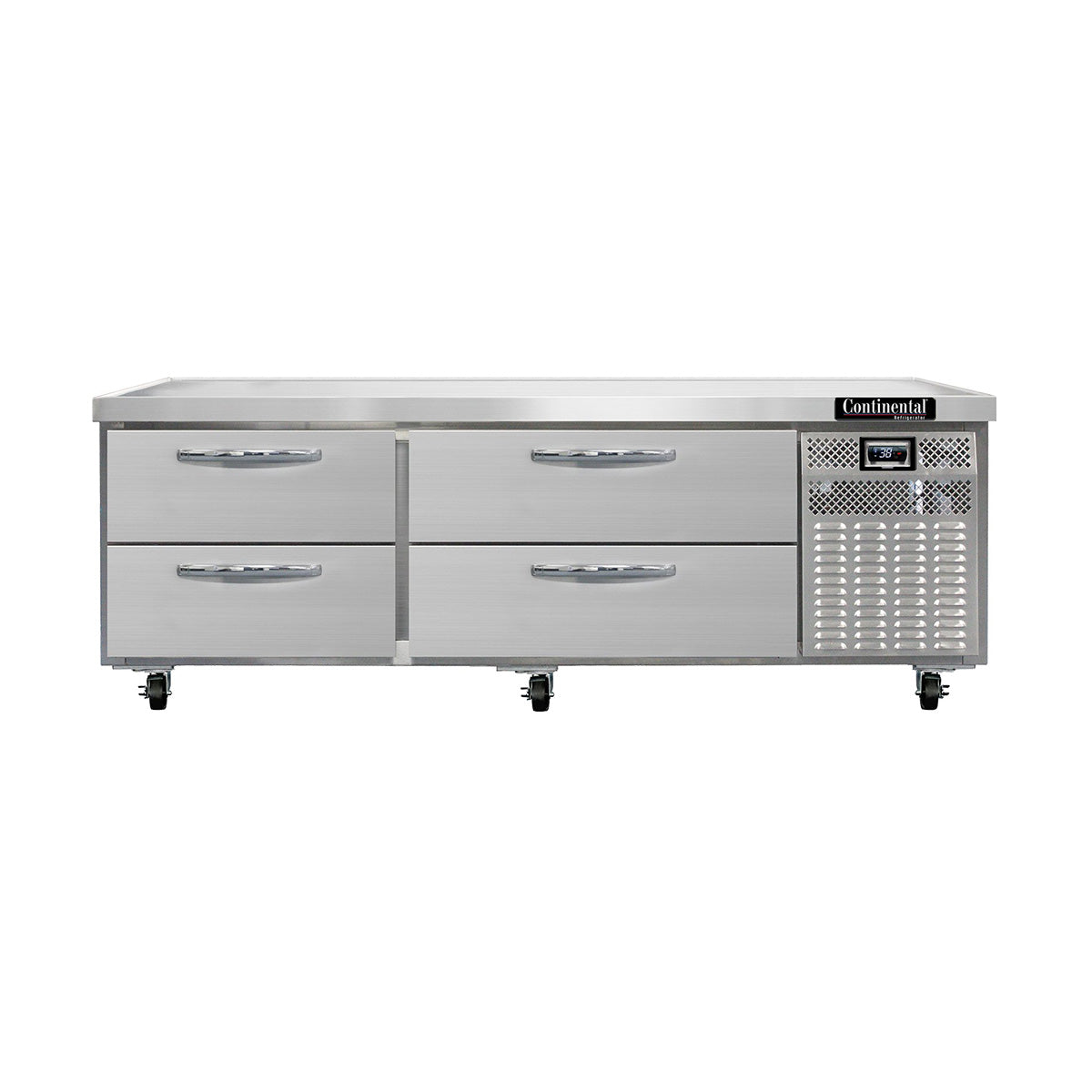 Continental Refrigerator D72GN 72-Inch Refrigerated Chef Base — 4 Drawers, Stainless Steel Exterior
