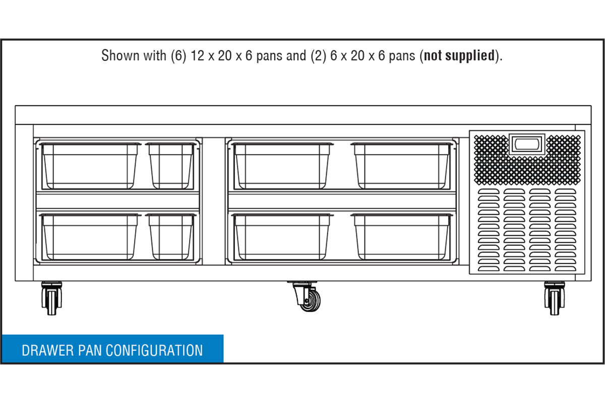 Continental Refrigerator D72GN 72-Inch Refrigerated Chef Base — 4 Drawers, Stainless Steel Exterior