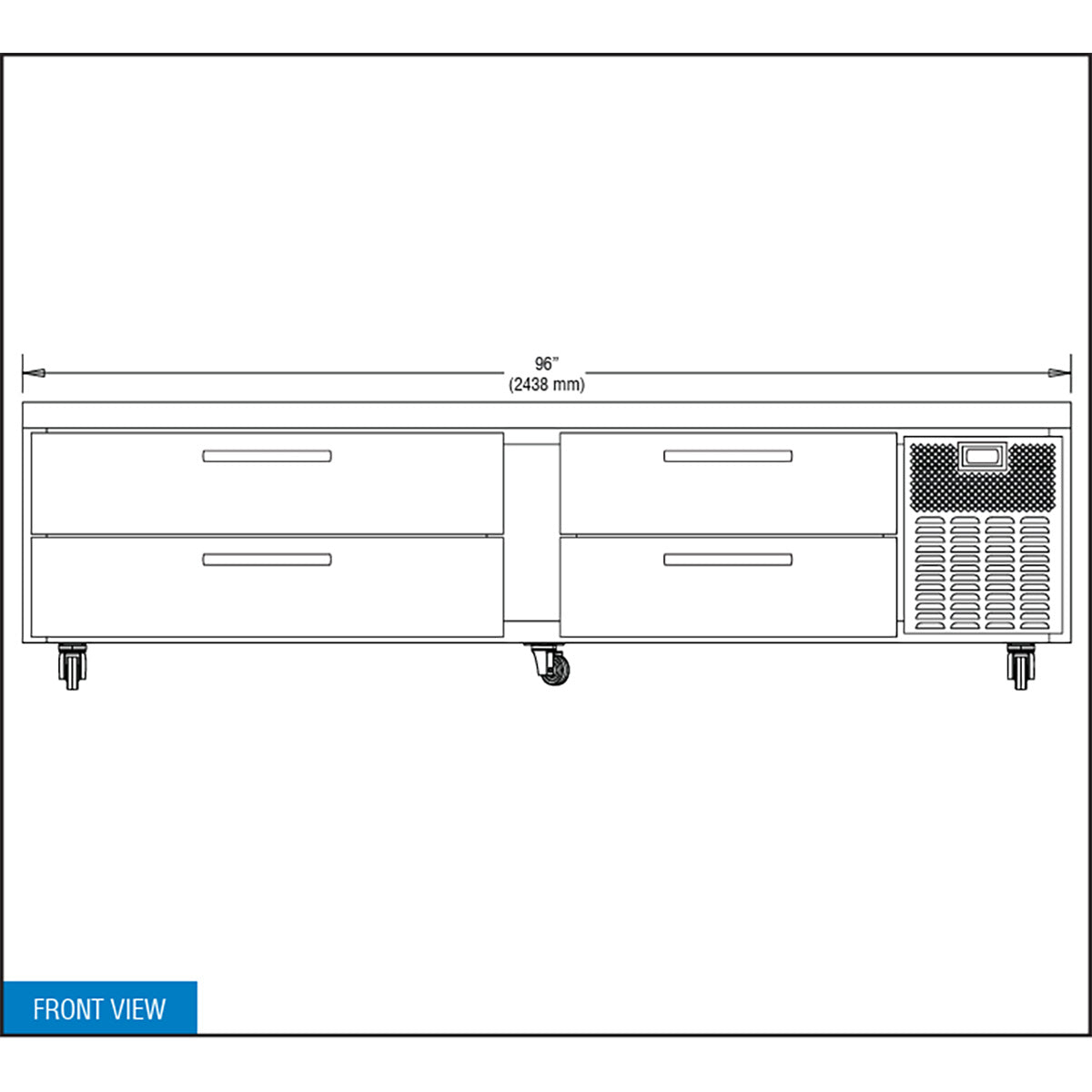 Continental Refrigerator D96GN 96-Inch Refrigerated Chef Base — 4 Drawers, Stainless Steel Exterior