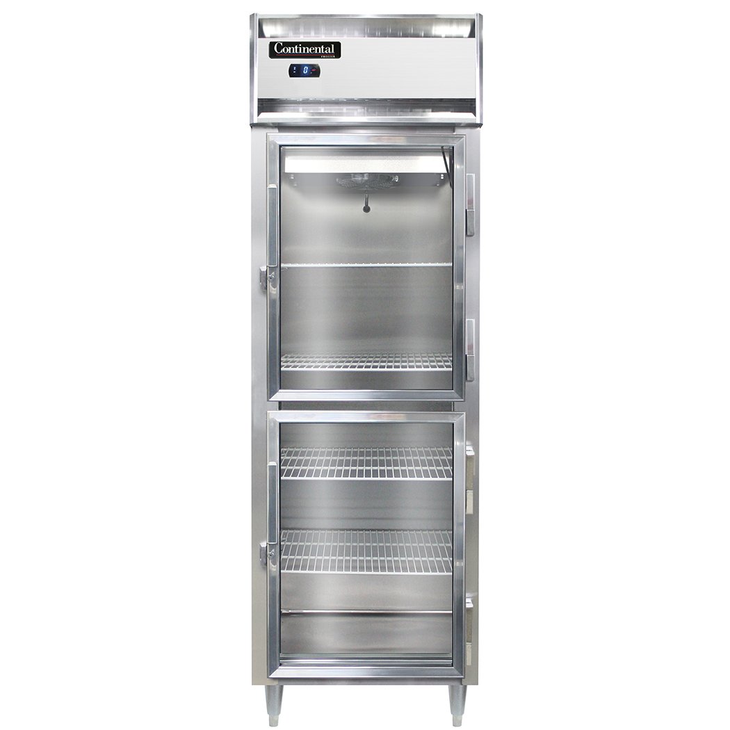 Continental Refrigerator D1FSNSAGDHD 26-Inch Reach-In Glass Door Freezer — 2 Doors, Stainless Steel Exterior