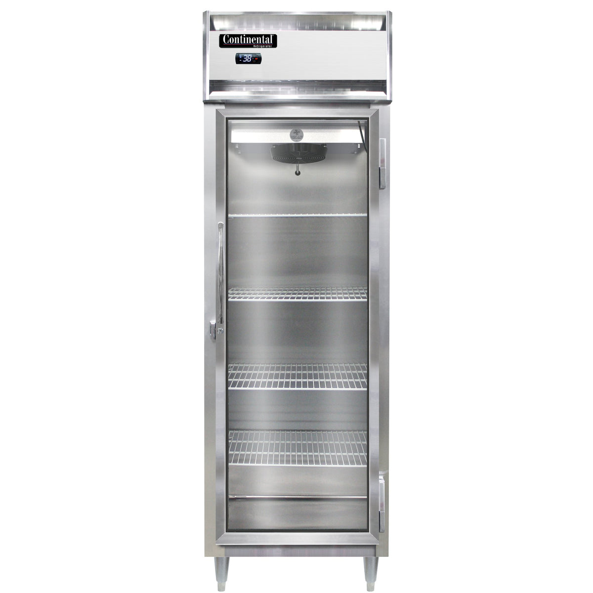 Continental Refrigerator D1RSNGD 26-Inch Reach-In Glass Door Refrigerator — 1 Doors, Stainless Steel Front