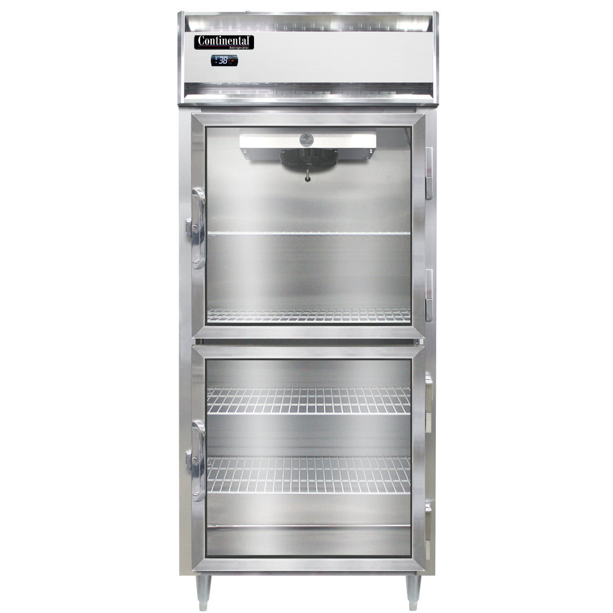 Continental Refrigerator D1RXSNGDHD 36.25-Inch Reach-In Glass Door Refrigerator — 2 Doors, Stainless Steel Front