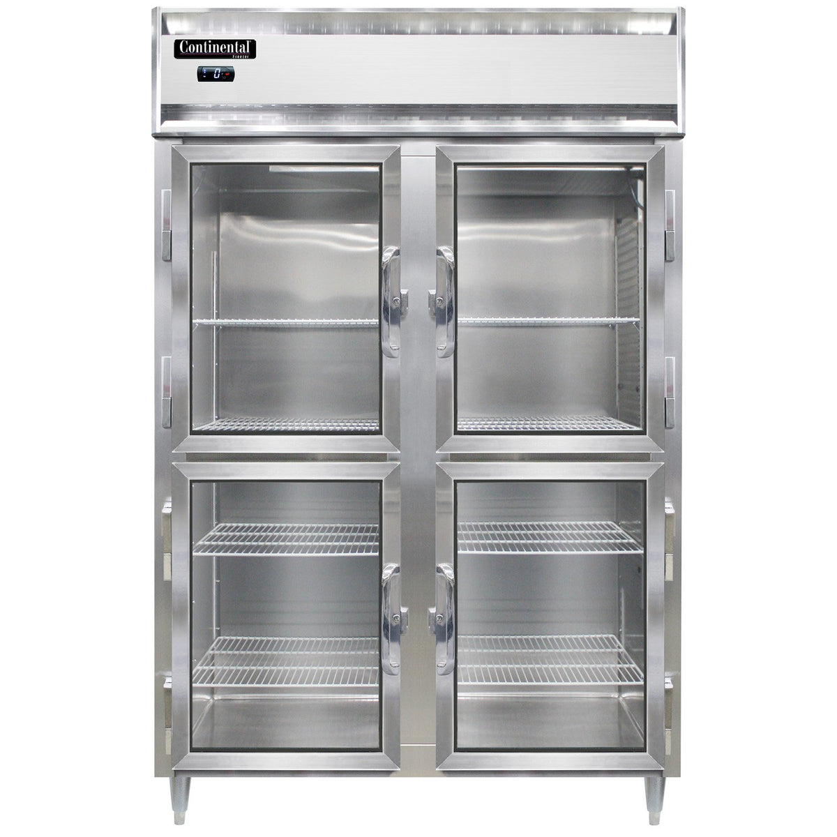 Continental Refrigerator D2FNSSGDHD 52-Inch Reach-In Glass Door Freezer — 4 Doors, Stainless Steel Exterior