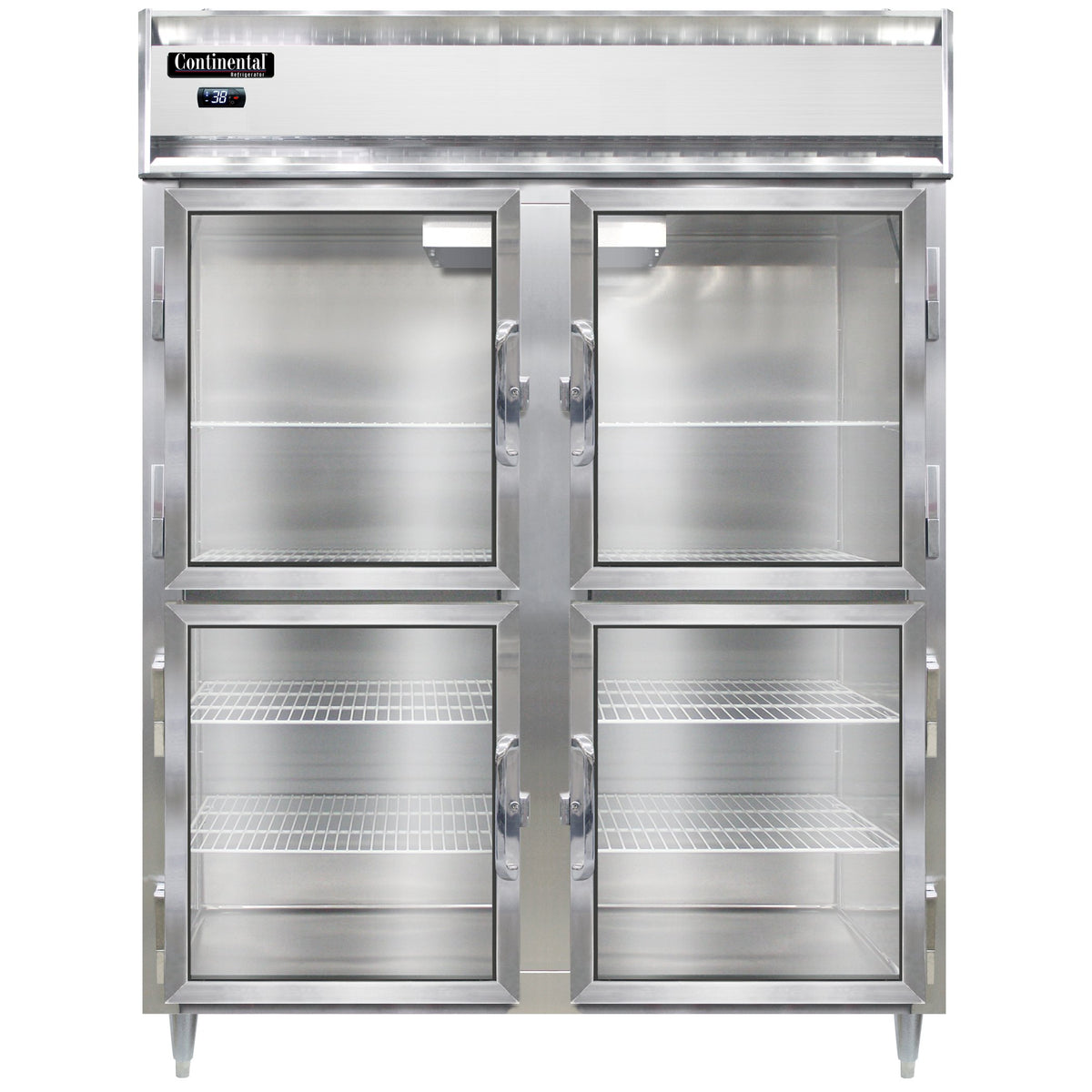 Continental Refrigerator D2RESNGDHD 57-Inch Reach-In Glass Door Refrigerator — 4 Doors, Stainless Steel Front
