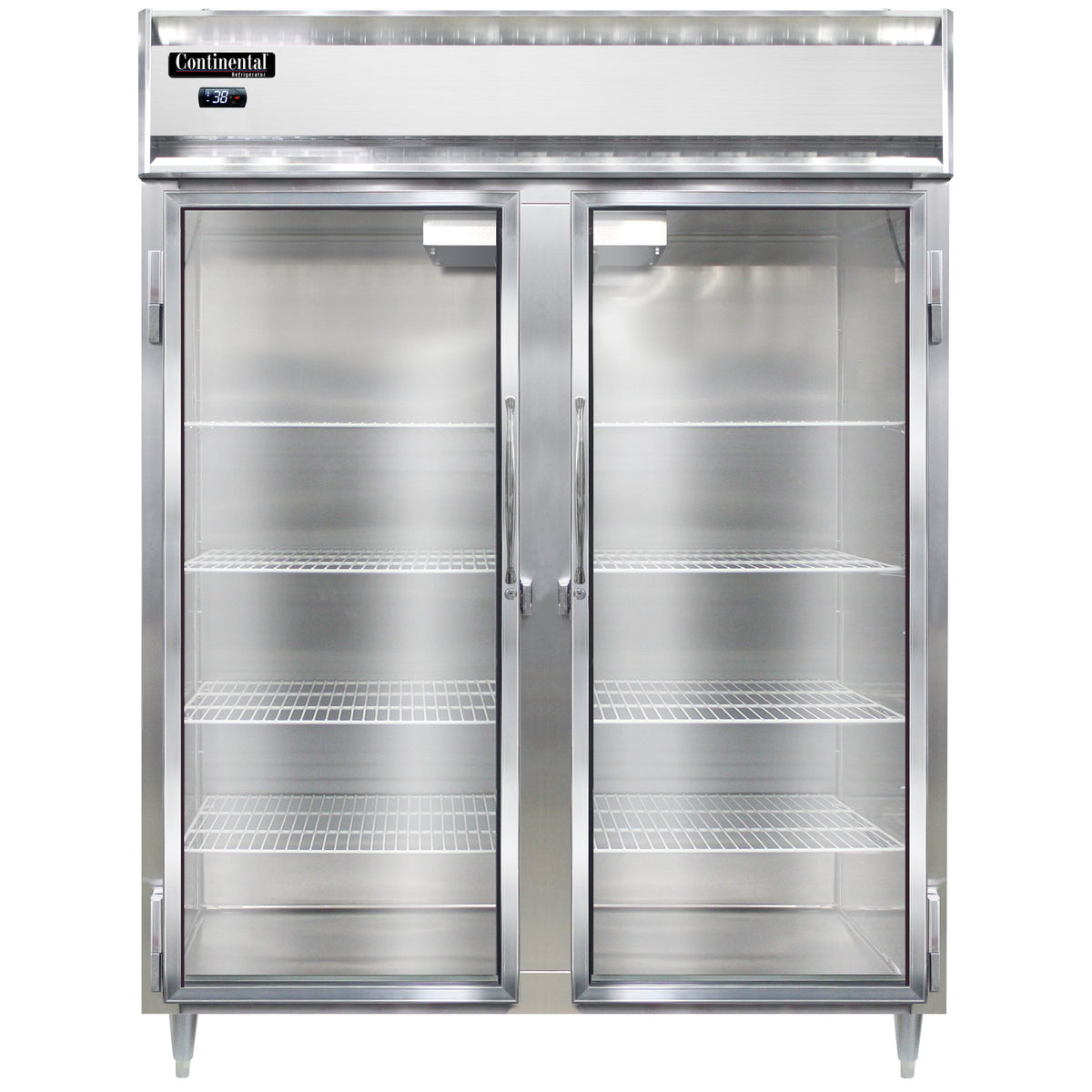 Continental Refrigerator D2RESNGD 57-Inch Reach-In Glass Door Refrigerator — 2 Doors, Stainless Steel Front