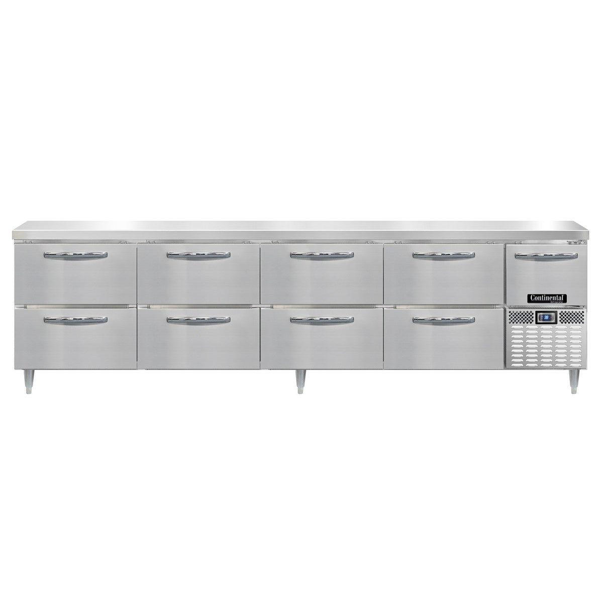 Continental Refrigerator DRA118NSS-D 118-Inch Worktop Refrigerator — 8 Drawers, Stainless Steel Front