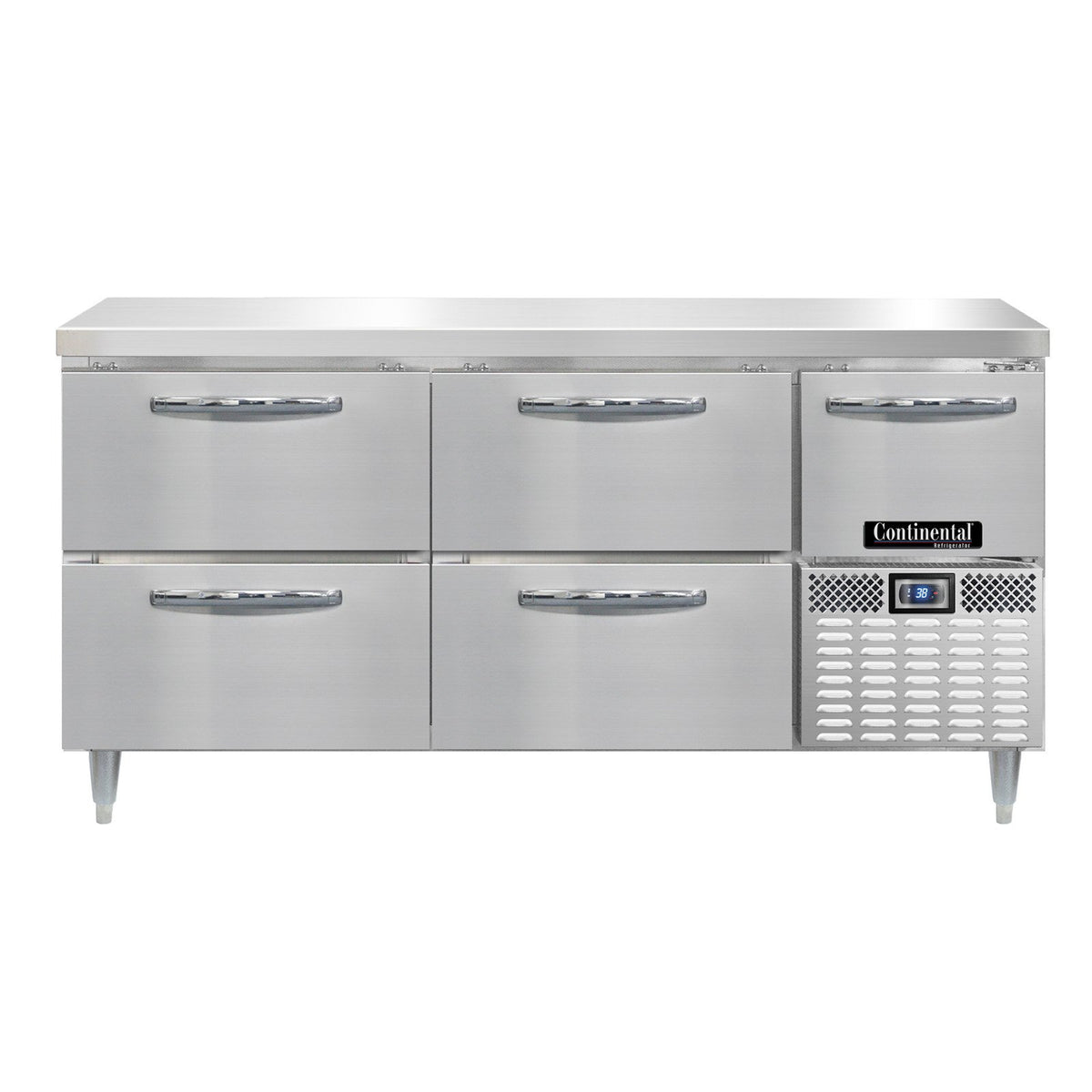 Continental Refrigerator DRA68NSS-D 68-Inch Worktop Refrigerator — 4 Drawers, Stainless Steel Front