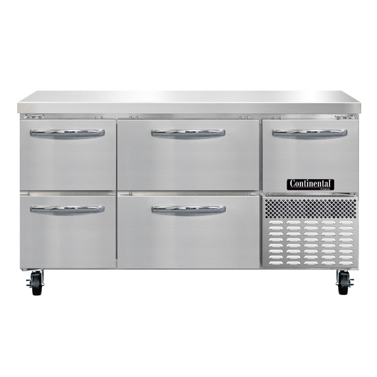 Continental Refrigerator FA60SN-D 60-Inch Worktop Freezer — 4 Drawers, Stainless Steel Front
