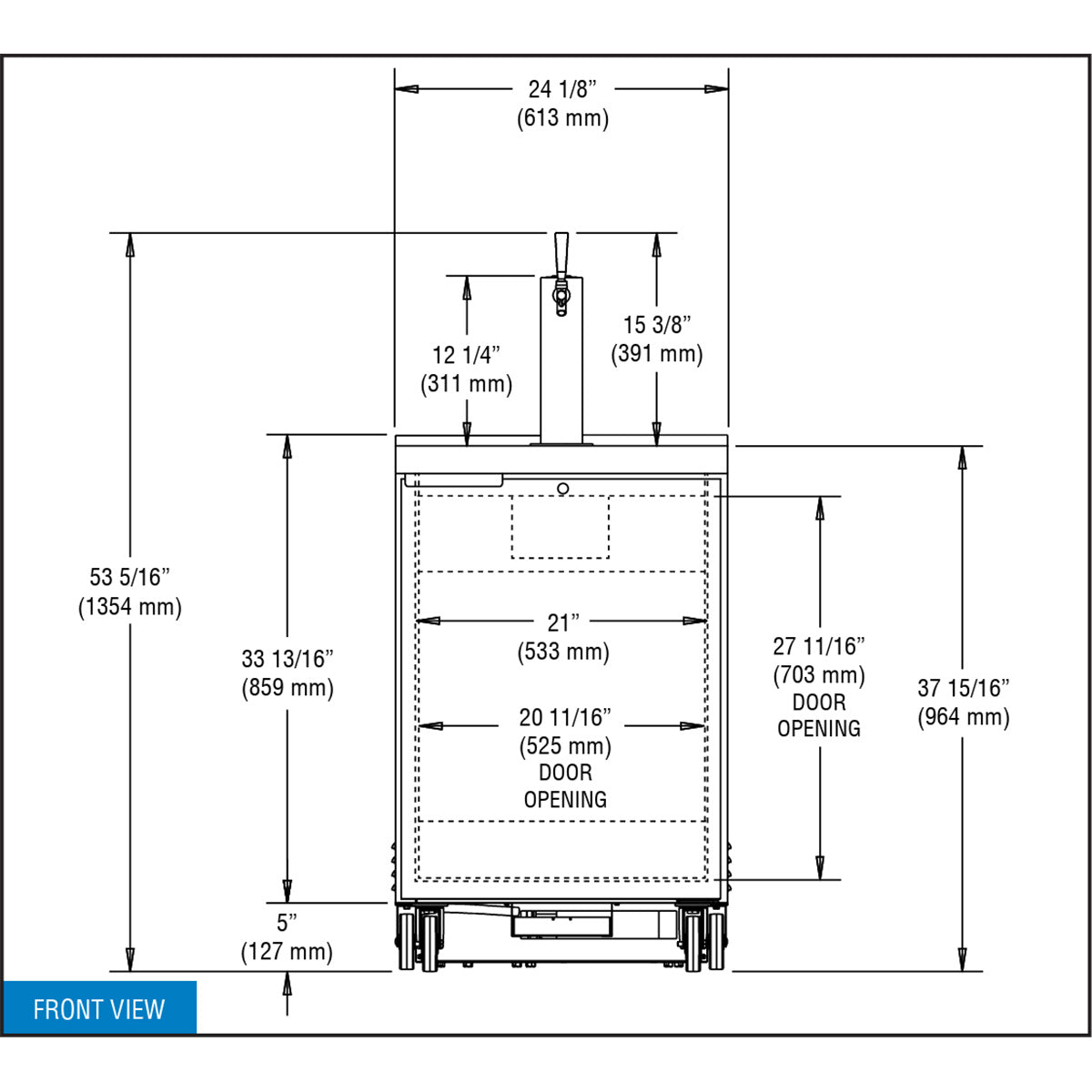 Continental Refrigerator KC24N 24.125-Inch Keg Cooler & Beer Dispenser — 1 Doors