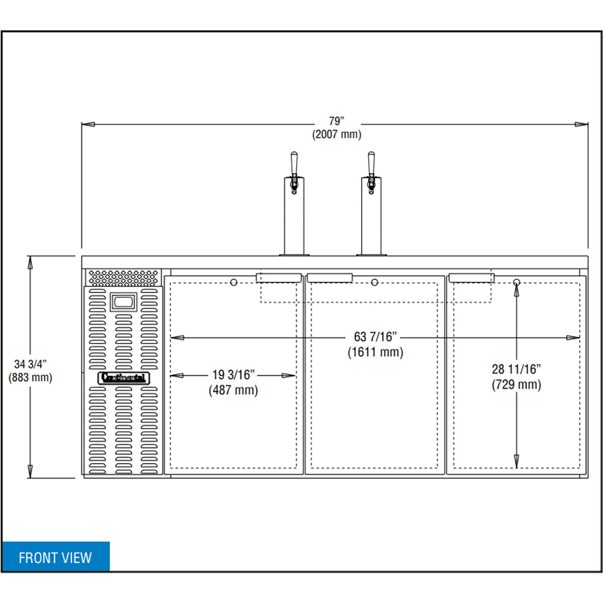 Continental Refrigerator KC79N 79-Inch Keg Cooler & Beer Dispenser — 3 Doors