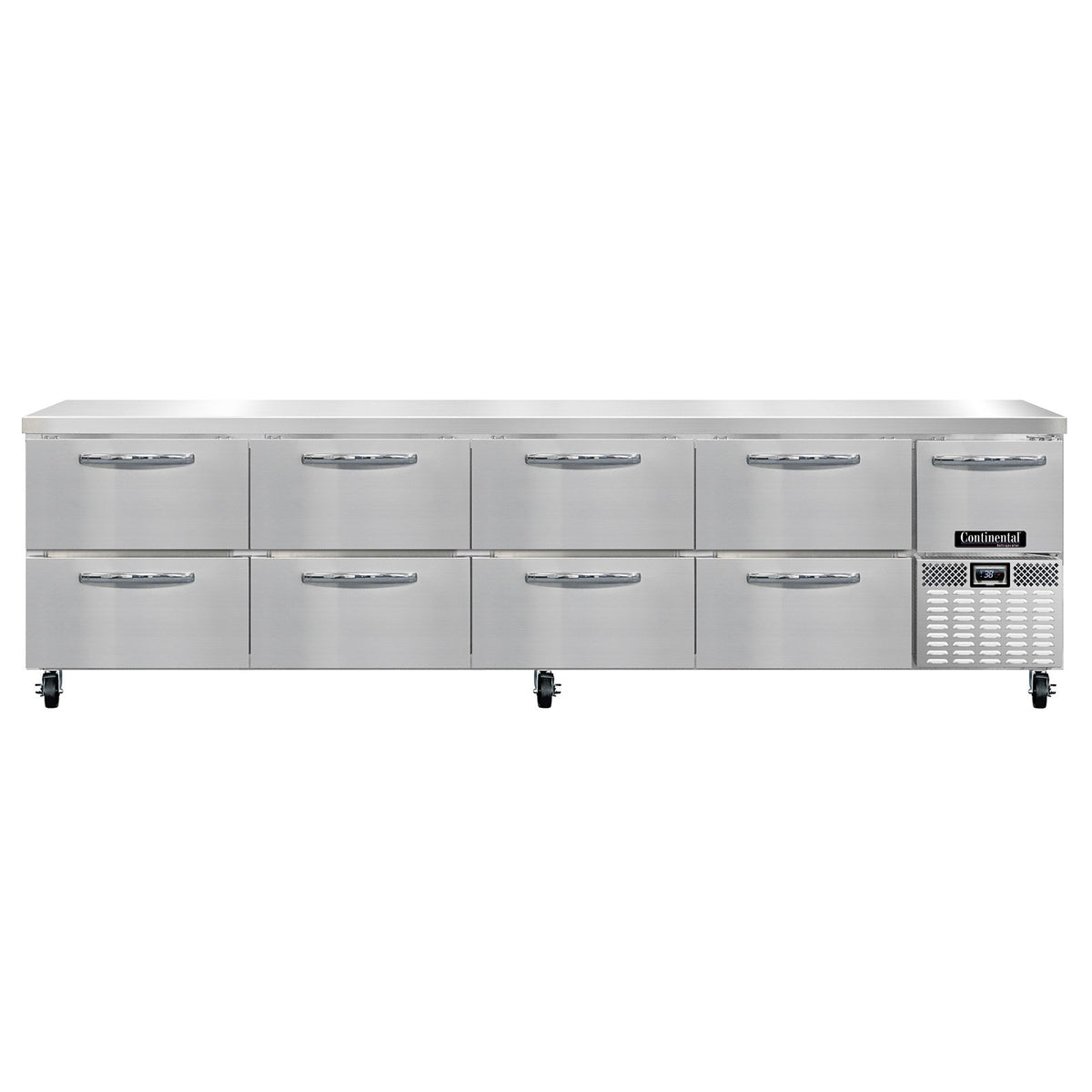 Continental Refrigerator RA118N-D 118-Inch Worktop Refrigerator — 8 Drawers, Stainless Steel Front