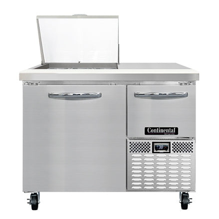 Continental Refrigerator RA43N9M 43-Inch Mega Top Sandwich & Salad Prep Table — 2 doors, 9 Pans, Stainless Steel Front