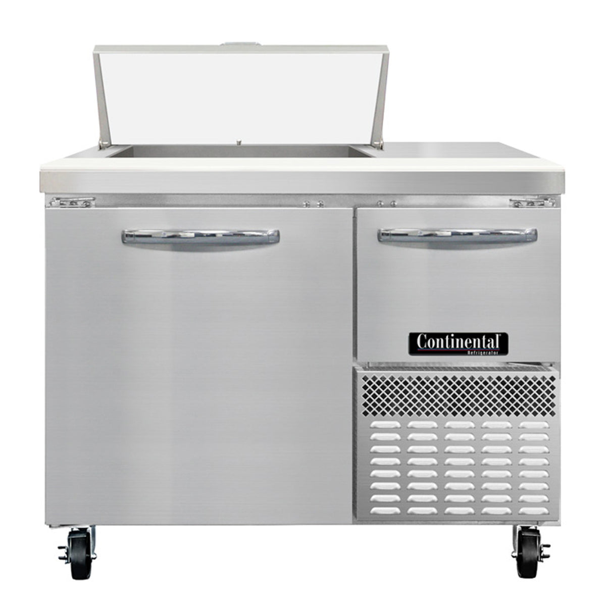 Continental Refrigerator RA43SN6 43-Inch Sandwich & Salad Prep Table — 2 doors, 6 Pans, Stainless Steel Front