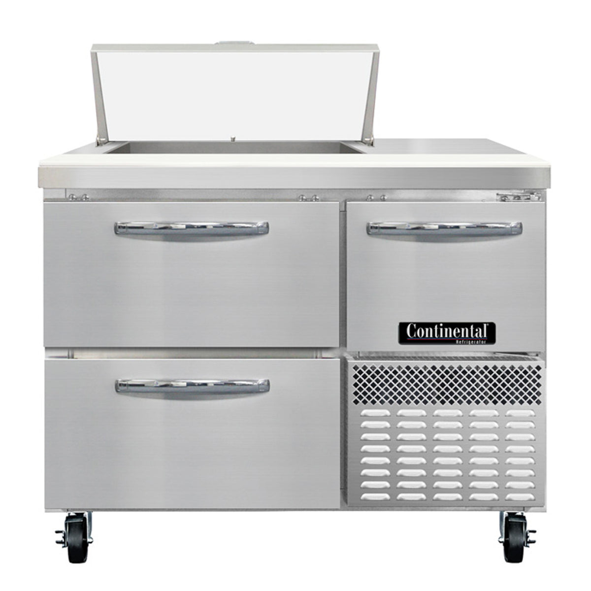 Continental Refrigerator RA43SN6-D 43-Inch Sandwich & Salad Prep Table — 2 drawers, 6 Pans, Stainless Steel Front
