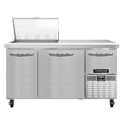 Continental Refrigerator RA60N12M 60-Inch Mega Top Sandwich & Salad Prep Table — 3 doors, 12 Pans, Stainless Steel Front