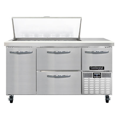 Continental Refrigerator RA60N18M-D 60-Inch Mega Top Sandwich & Salad Prep Table — 4 Drawers, 18 Pans, Stainless Steel Front
