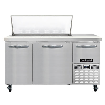 Continental Refrigerator RA60N18M 60-Inch Mega Top Sandwich & Salad Prep Table — 3 doors, 18 Pans, Stainless Steel Front
