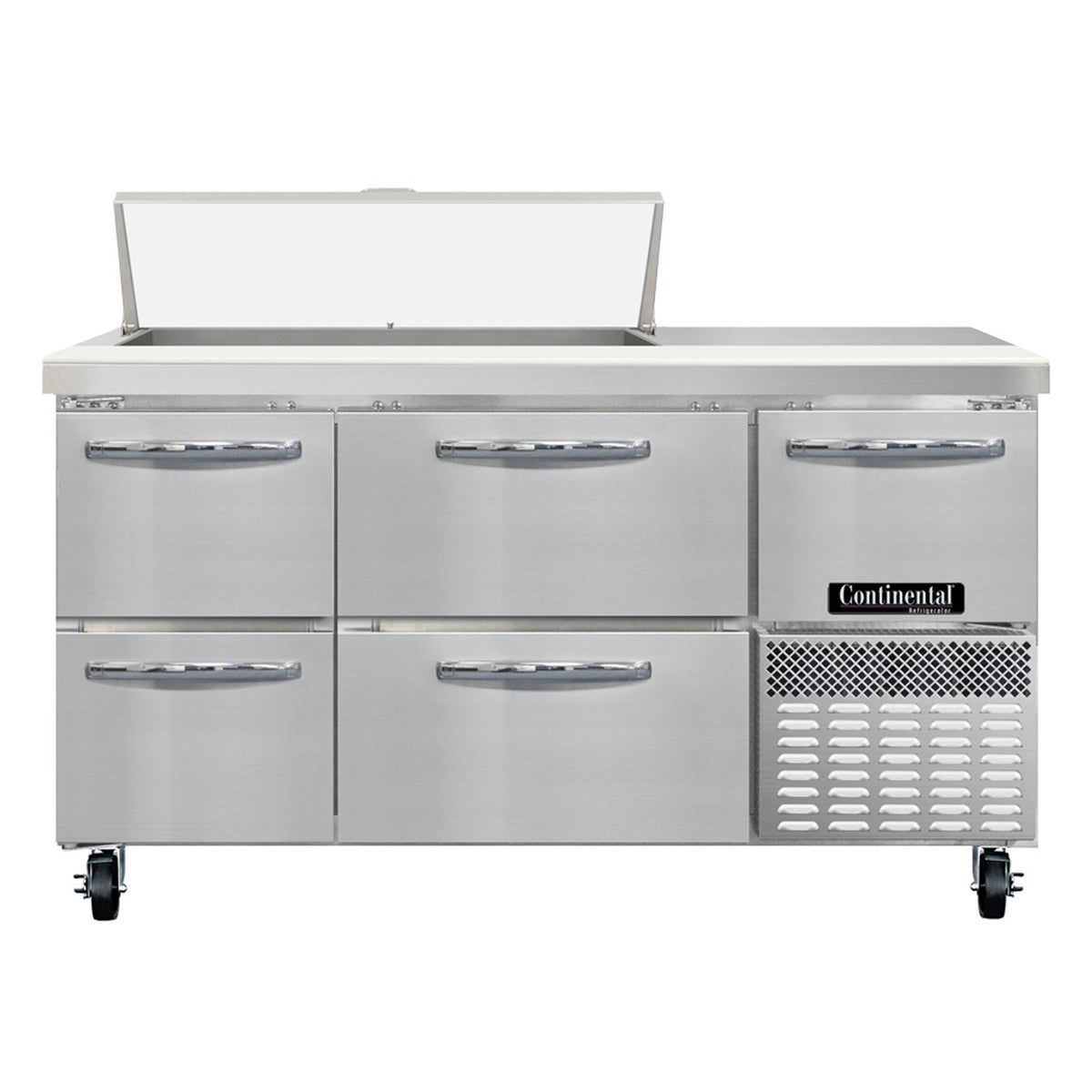 Continental Refrigerator RA60SN10-D 60-Inch Sandwich & Salad Prep Table — 4 drawers, 10 Pans, Stainless Steel Front