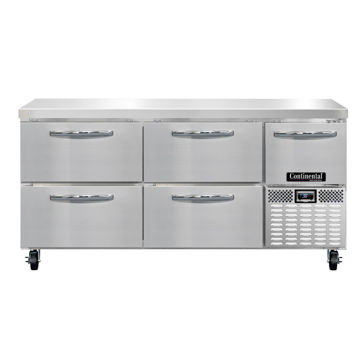 Continental Refrigerator RA68N-D 68-Inch Worktop Refrigerator — 4 Drawers, Stainless Steel Front