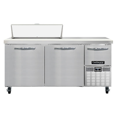 Continental Refrigerator RA68N10 68-Inch Sandwich & Salad Prep Table — 3 doors, 10 Pans, Stainless Steel Front