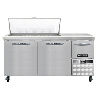 Continental Refrigerator RA68N18M 68-Inch Mega Top Sandwich & Salad Prep Table — 3 doors, 18 Pans, Stainless Steel Front