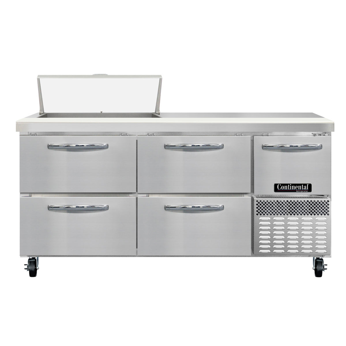 Continental Refrigerator RA68SN8-D 68-Inch Sandwich & Salad Prep Table — 4 drawers, 8 Pans, Stainless Steel Front