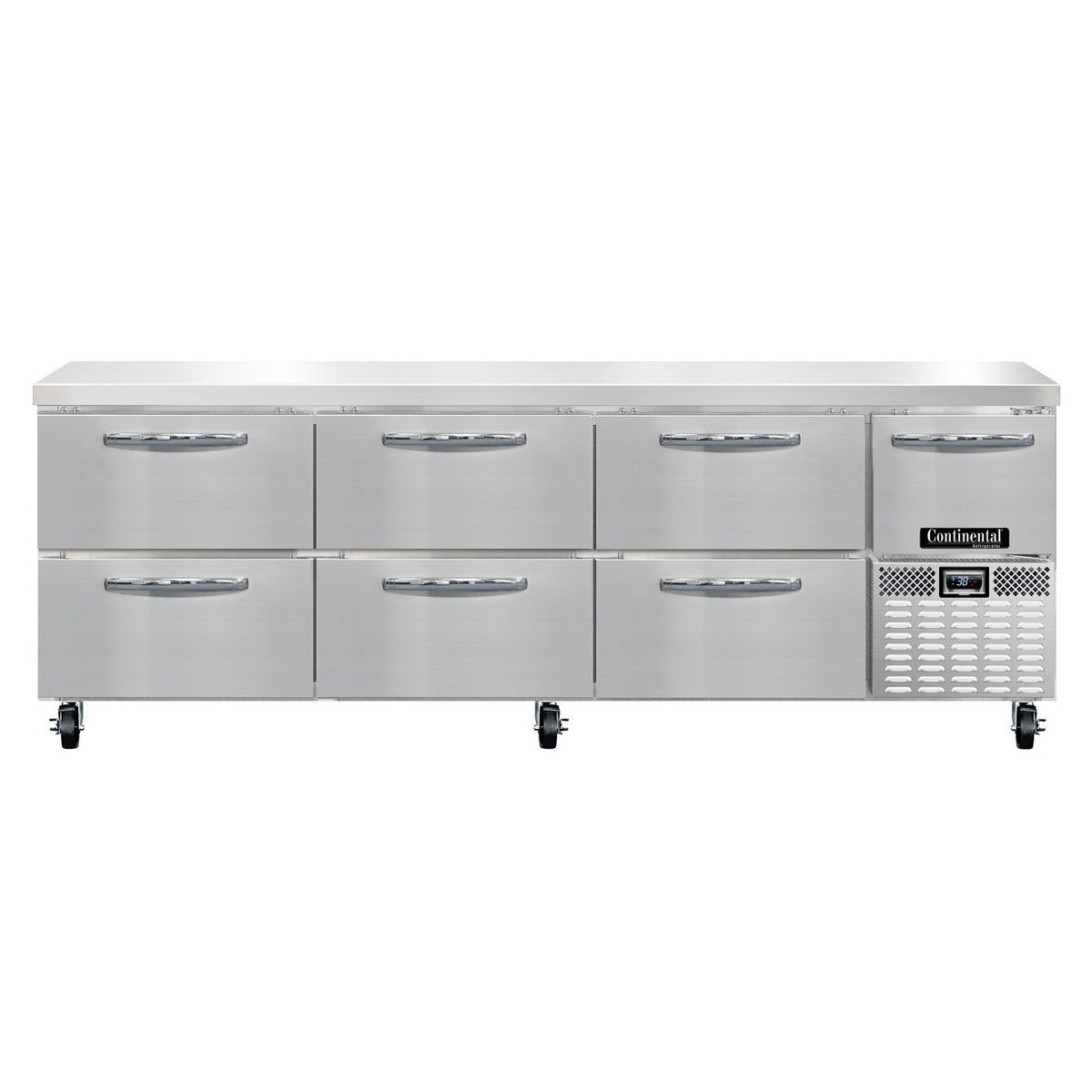 Continental Refrigerator RA93N-D 93-Inch Worktop Refrigerator — 6 Drawers, Stainless Steel Front