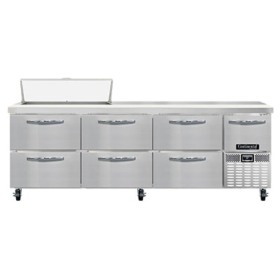 Continental Refrigerator RA93N10-D 93-Inch Sandwich & Salad Prep Table — 6 Drawers, 10 Pans, Stainless Steel Front