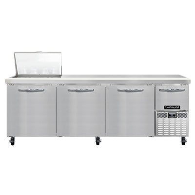 Continental Refrigerator RA93N12M 93-Inch Mega Top Sandwich & Salad Prep Table — 4 doors, 12 Pans, Stainless Steel Front