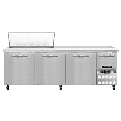 Continental Refrigerator RA93N18M 93-Inch Mega Top Sandwich & Salad Prep Table — 4 doors, 18 Pans, Stainless Steel Front
