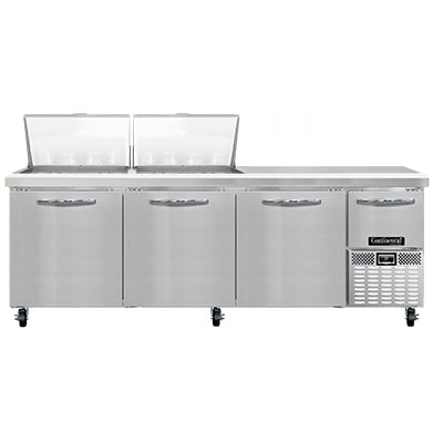 Continental Refrigerator RA93N24M 93-Inch Mega Top Sandwich & Salad Prep Table — 4 doors, 24 Pans, Stainless Steel Front