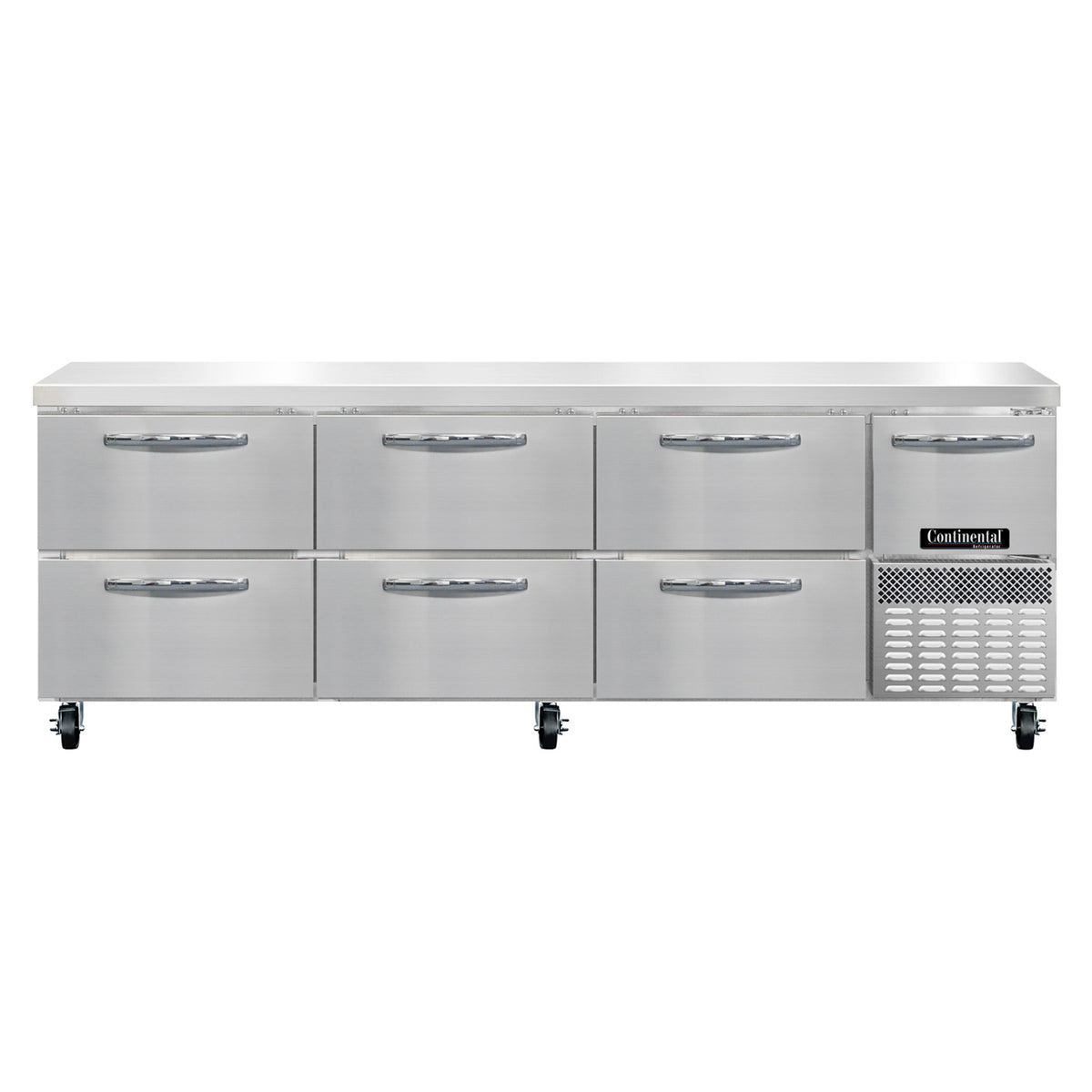 Continental Refrigerator RA93SN-D 93-Inch Worktop Refrigerator — 6 Drawers, Stainless Steel Front