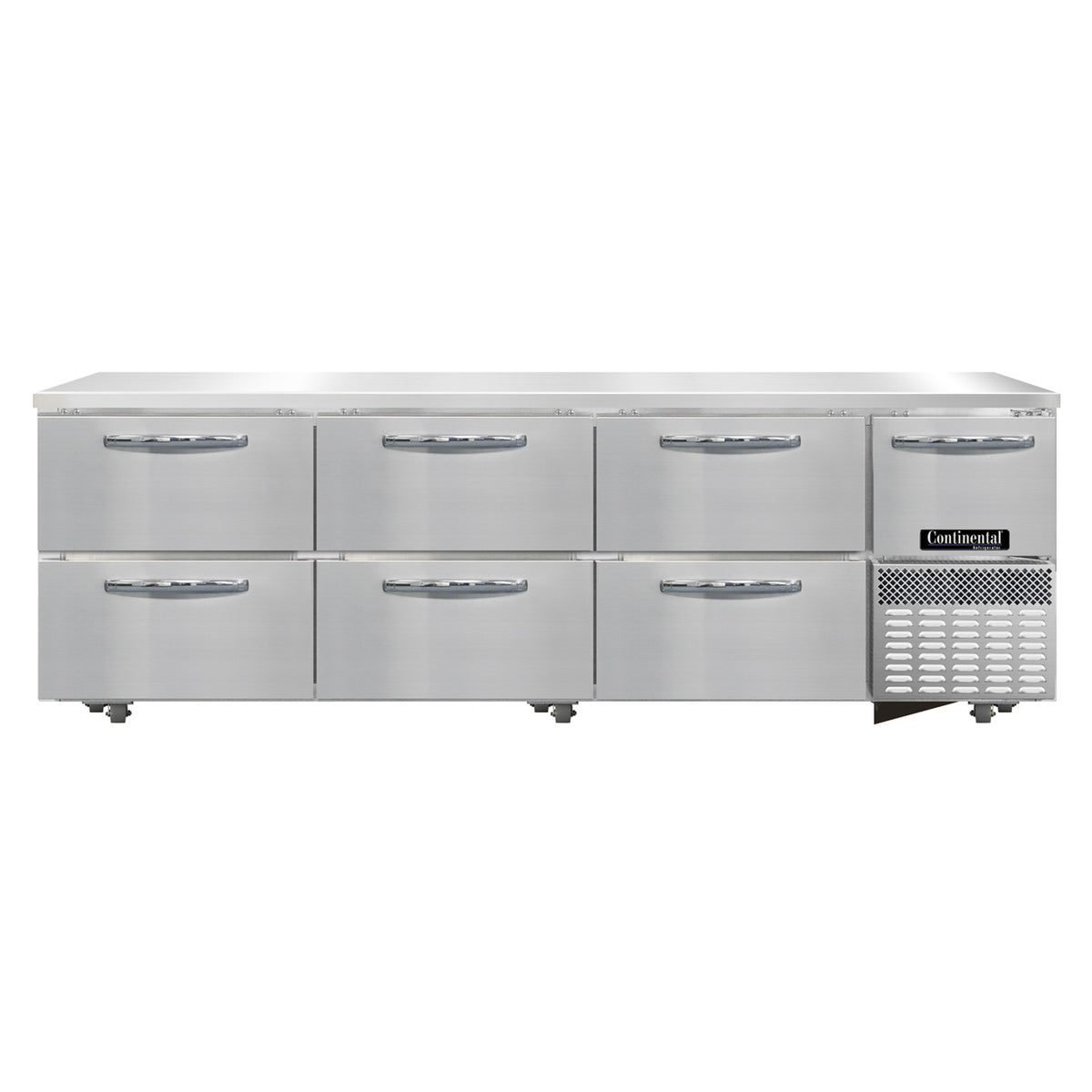 Continental Refrigerator RA93SN-U-D 93-Inch Undercounter Refrigerator — 6 Drawers, Stainless Steel Exterior