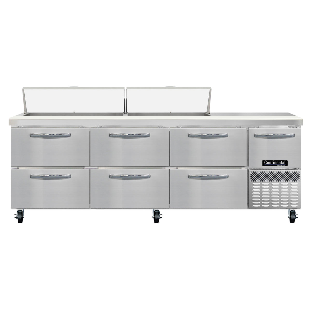 Continental Refrigerator RA93SN18-D 93-Inch Sandwich & Salad Prep Table — 6 drawers, 18 Pans, Stainless Steel Front