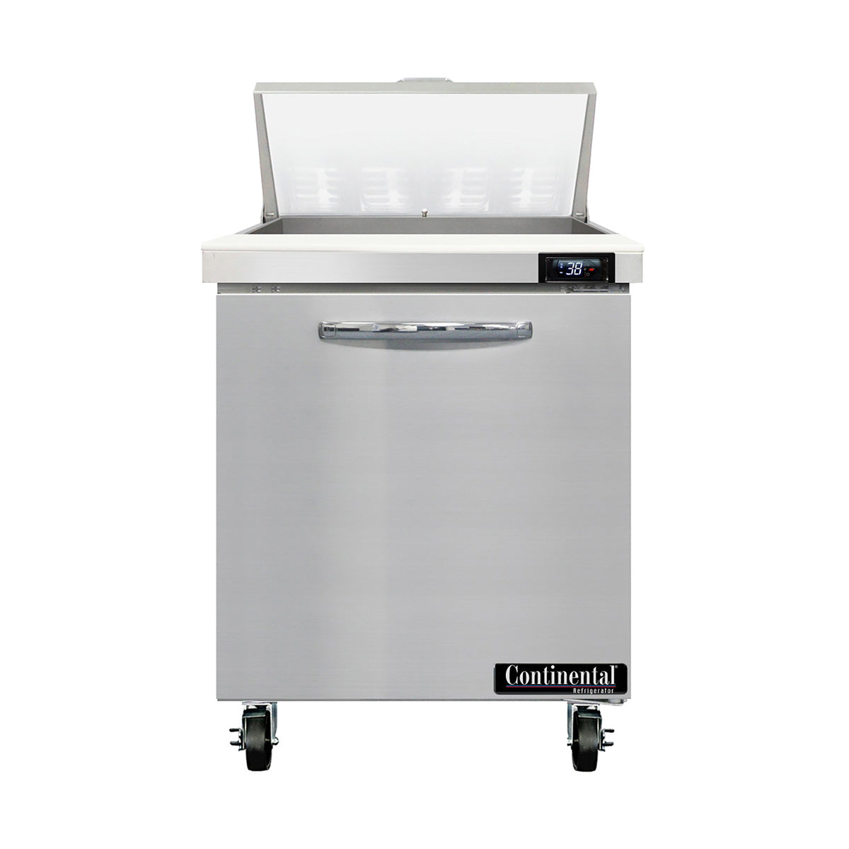 Continental Refrigerator SW27N8 27.5-Inch Sandwich & Salad Prep Table — 1 Doors, 8 Pans, Stainless Steel Front