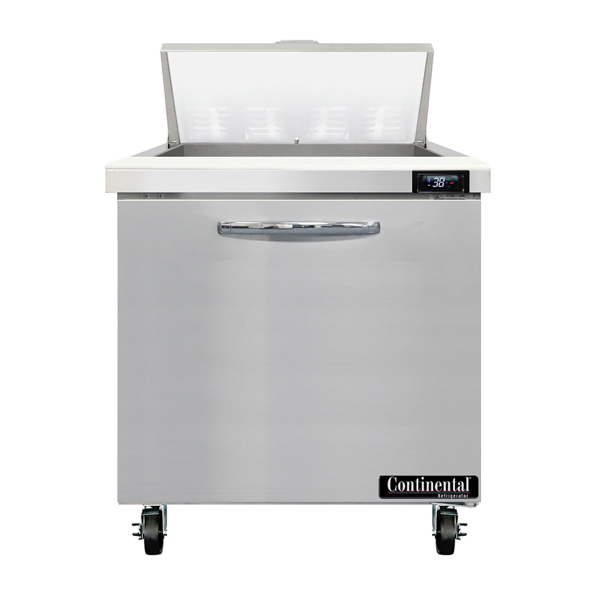 Continental Refrigerator SW32N8 32-Inch Sandwich & Salad Prep Table — 1 Doors, 8 Pans, Stainless Steel Front