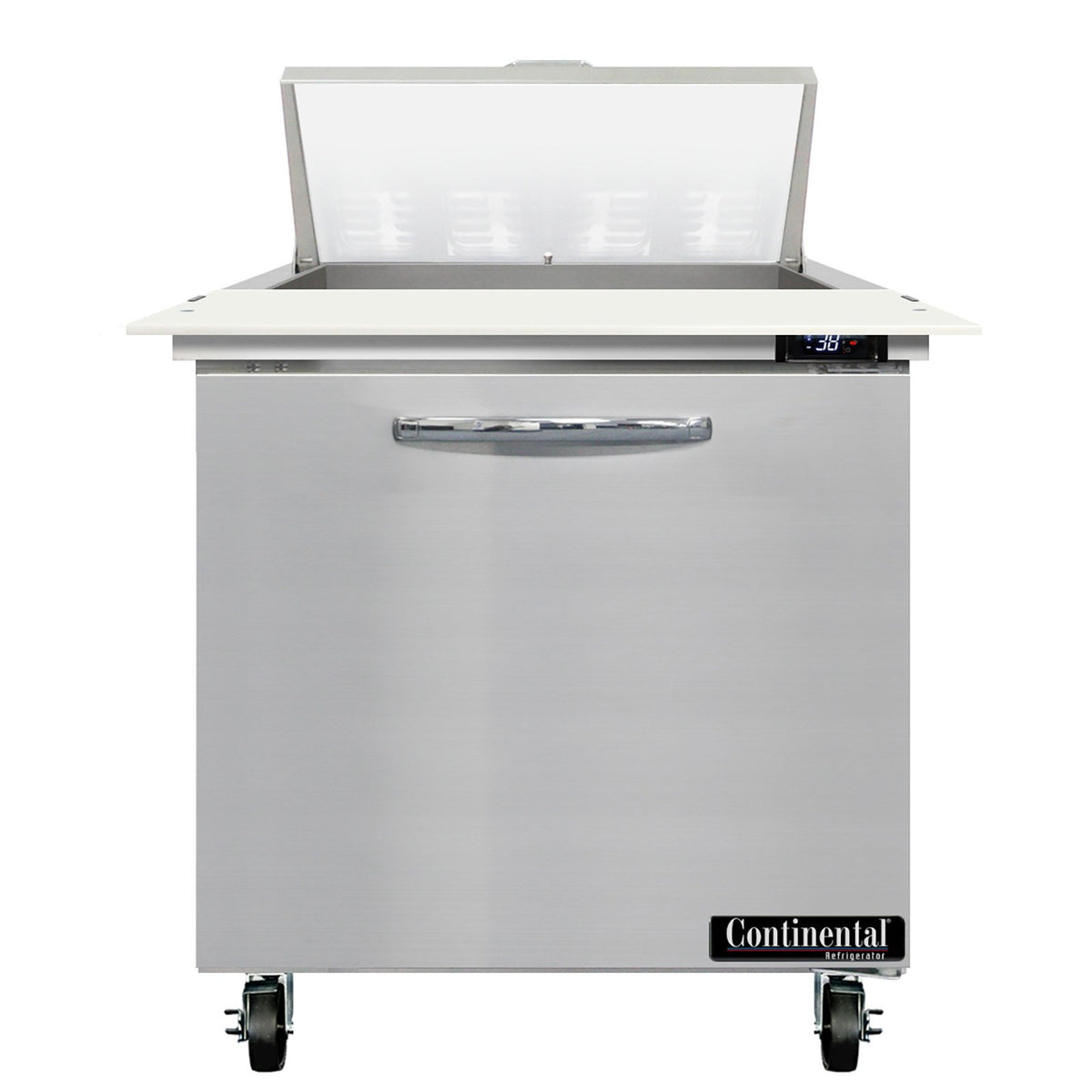 Continental Refrigerator SW32N8C 32-Inch Sandwich & Salad Prep Table — 1 Doors, 8 Pans, Stainless Steel Front