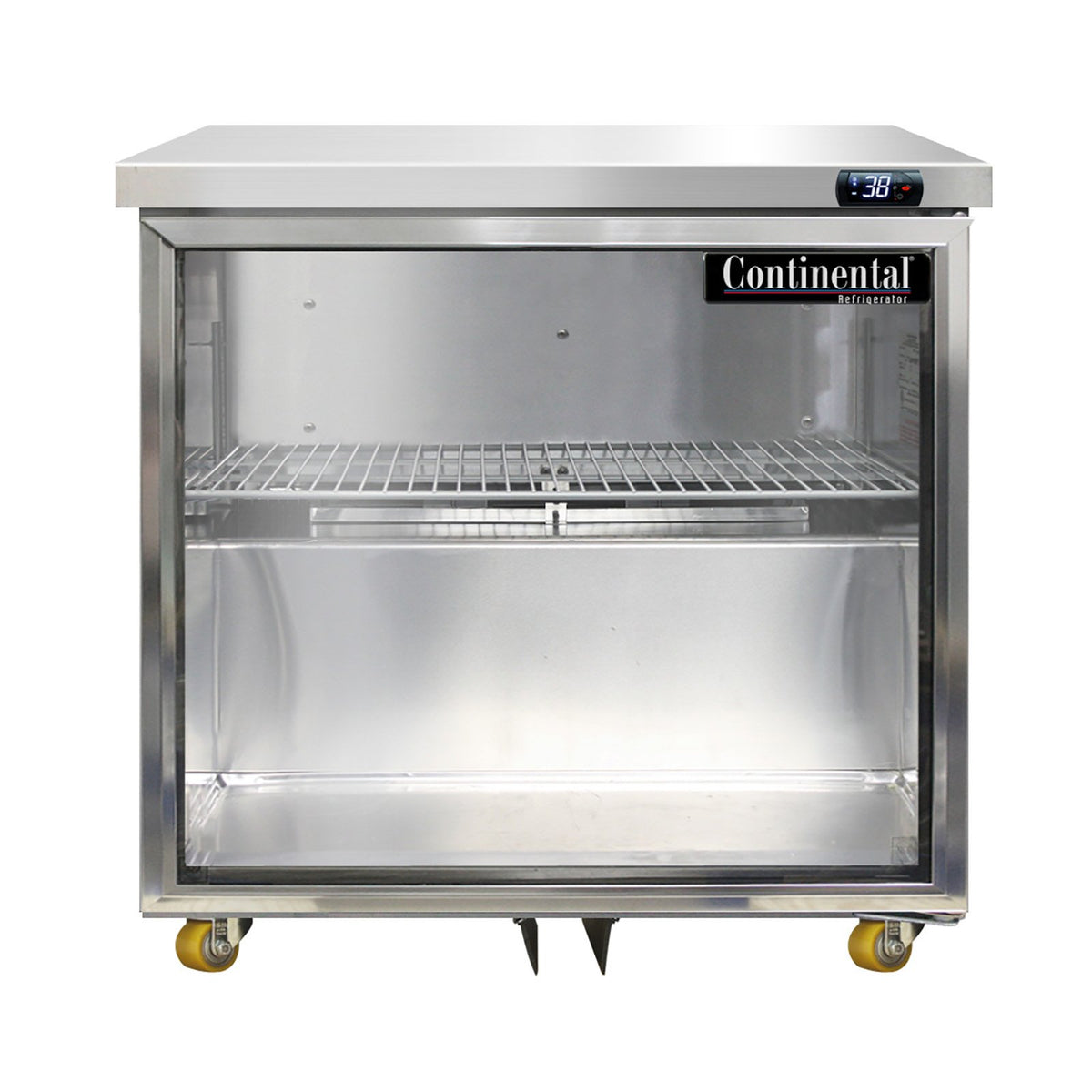 Continental Refrigerator SW32NGD-U 32-Inch Undercounter Glass Door Refrigerator — 1 Doors, Stainless Steel Front