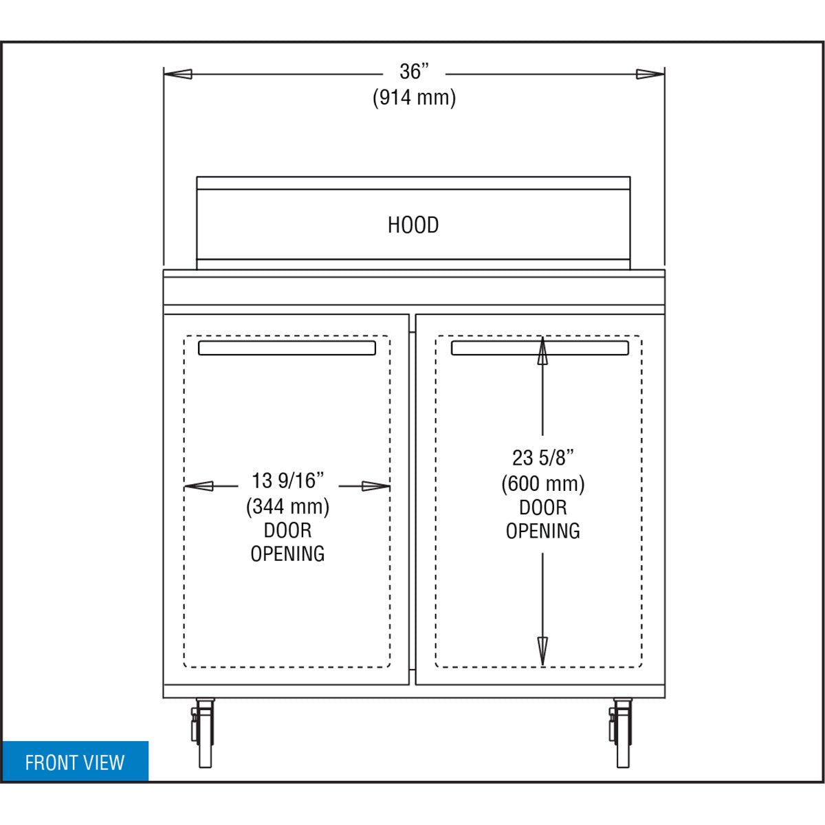 Continental Refrigerator SW36N8 36-Inch Sandwich & Salad Prep Table — 2 Doors, 8 Pans, Stainless Steel Front