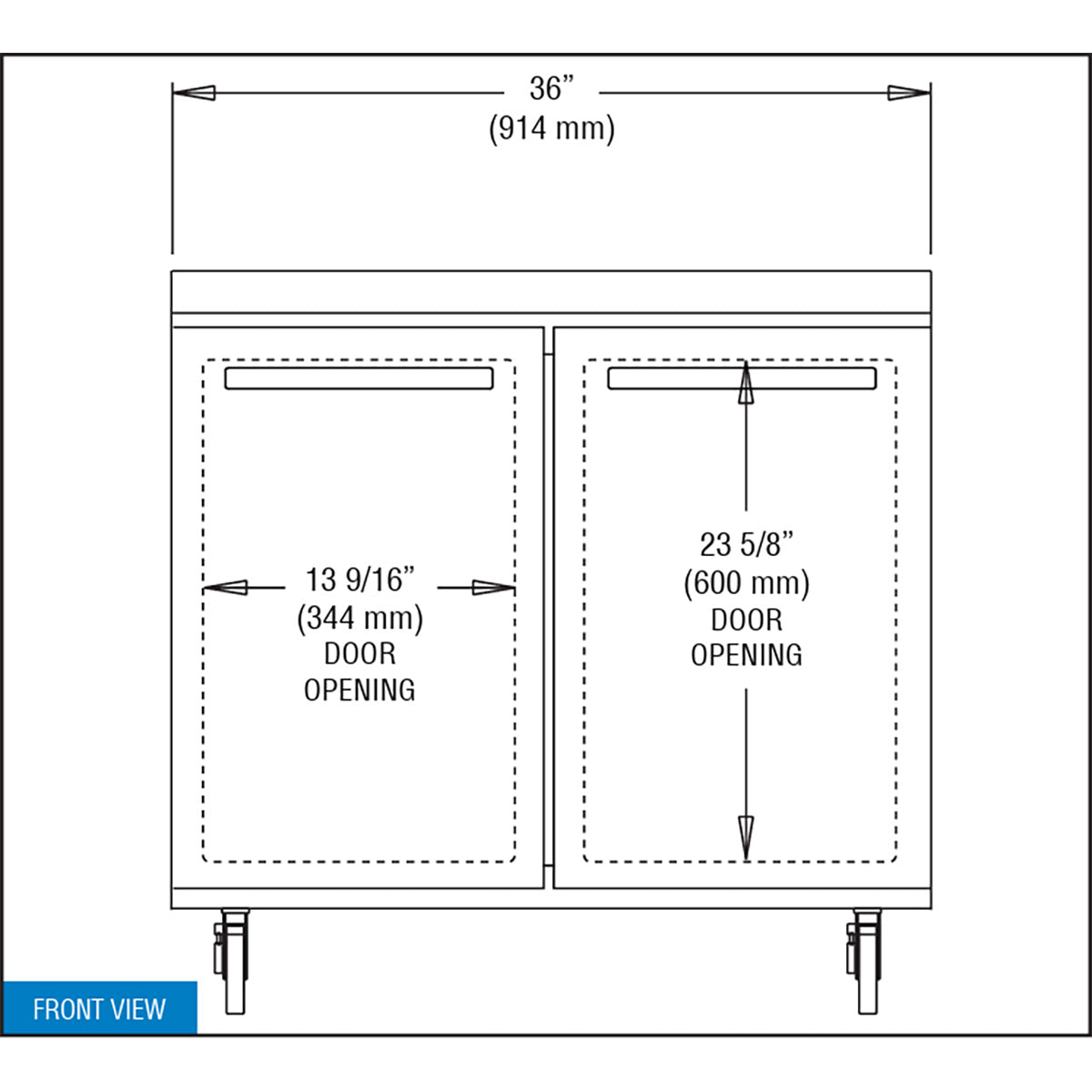 Continental Refrigerator SW36N 36-Inch Worktop Refrigerator — 2 Doors, Stainless Steel Front