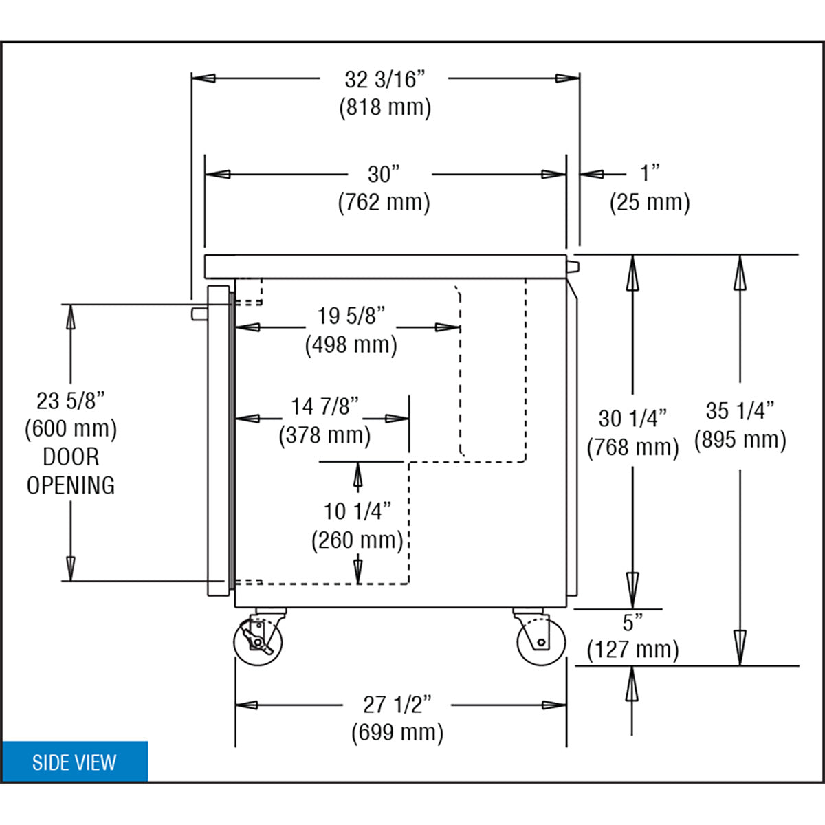 Continental Refrigerator SW36N 36-Inch Worktop Refrigerator — 2 Doors, Stainless Steel Front