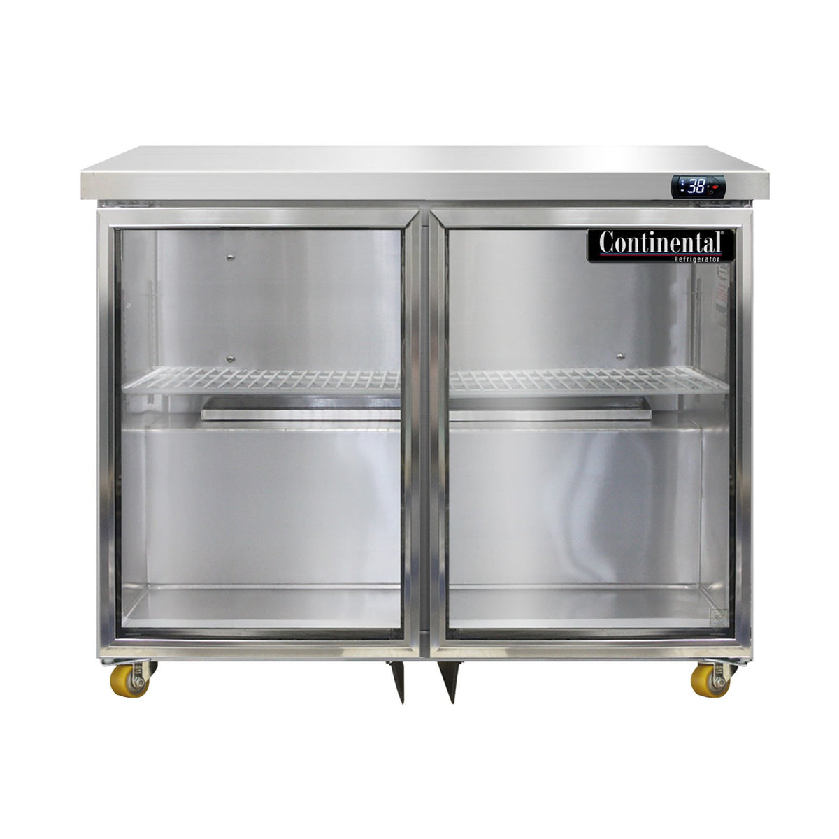 Continental Refrigerator SW36NGD-U 36-Inch Undercounter Glass Door Refrigerator — 2 Doors, Stainless Steel Front