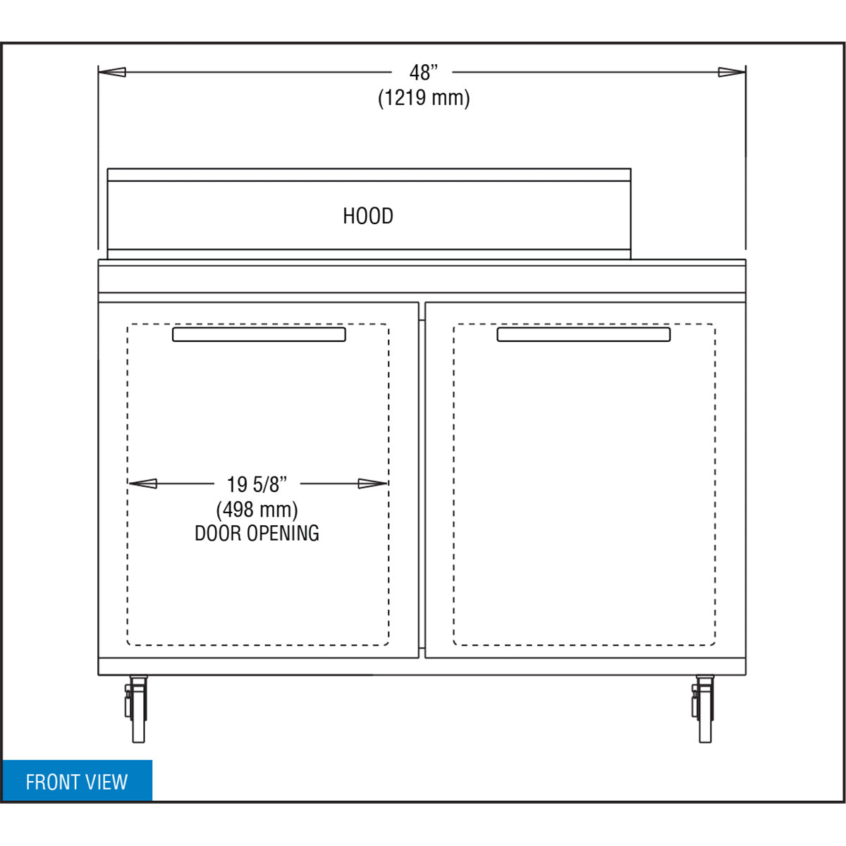 Continental Refrigerator SW48N10 48-Inch Sandwich & Salad Prep Table — 2 Doors, 10 Pans, Stainless Steel Front