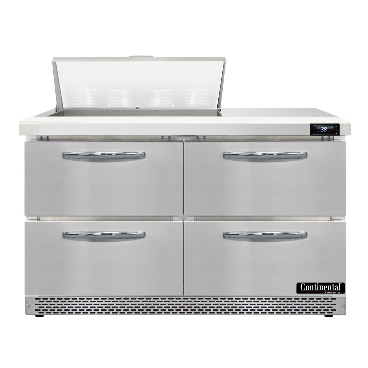 Continental Refrigerator SW48N8-FB-D 48-Inch Sandwich & Salad Prep Table — 4 Drawers, 8 Pans, Stainless Steel Front