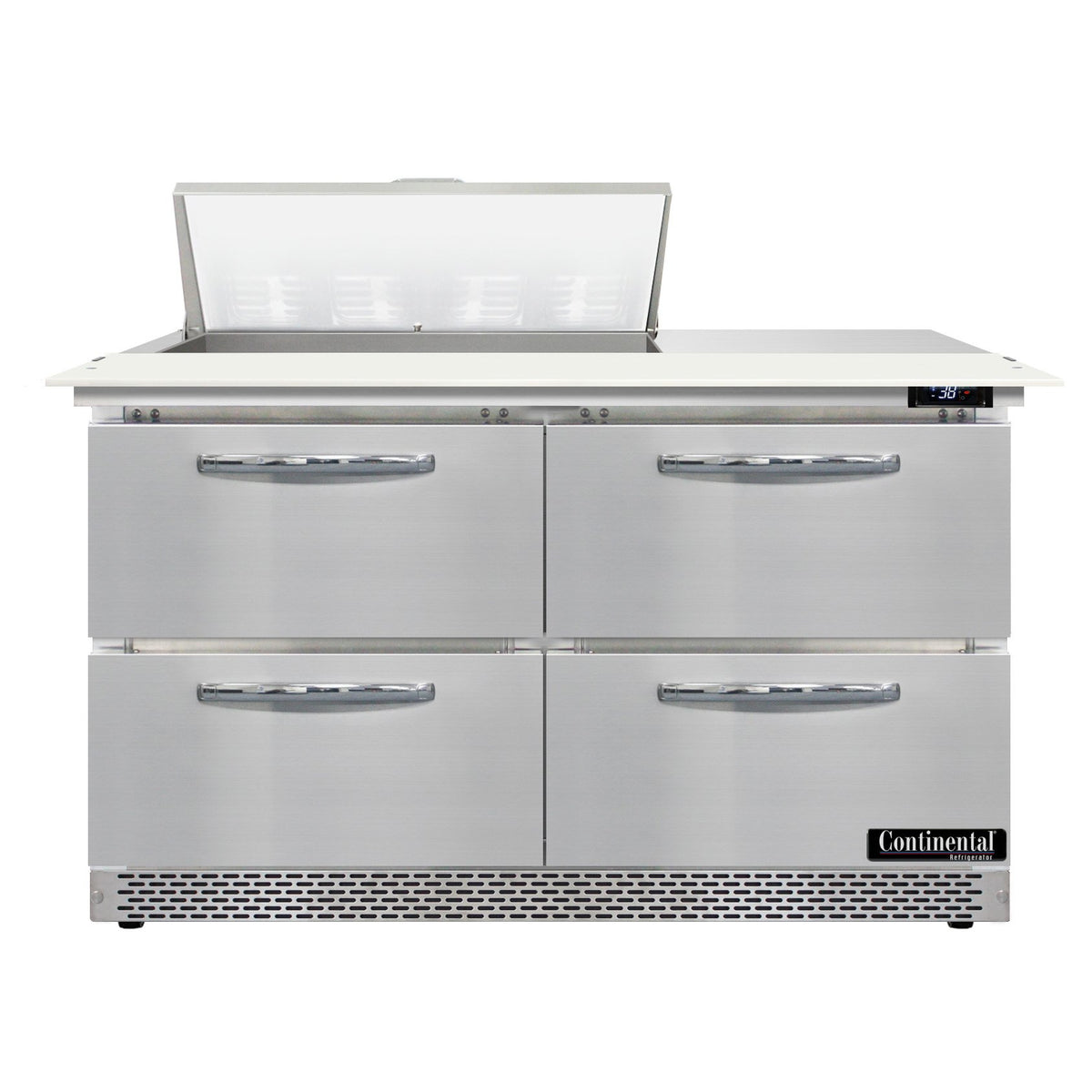 Continental Refrigerator SW48N8C-FB-D 48-Inch Sandwich & Salad Prep Table — 4 Drawers, 8 Pans, Stainless Steel Front