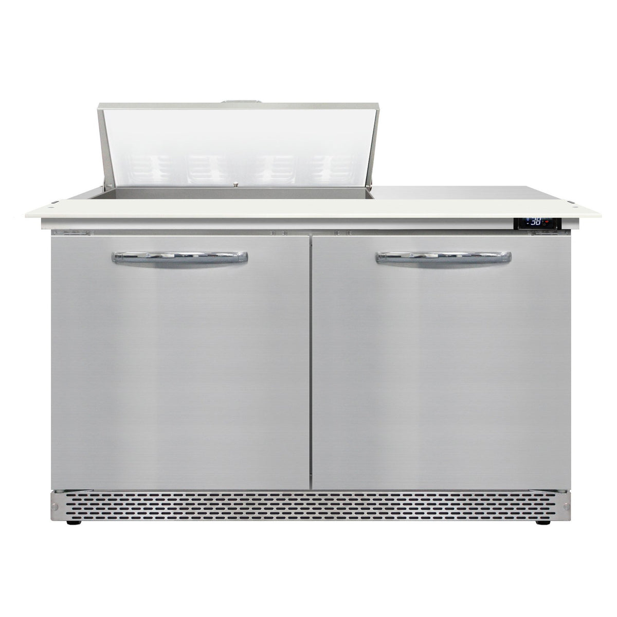 Continental Refrigerator SW48N8C-FB 48-Inch Sandwich & Salad Prep Table — 2 Doors, 8 Pans, Stainless Steel Front