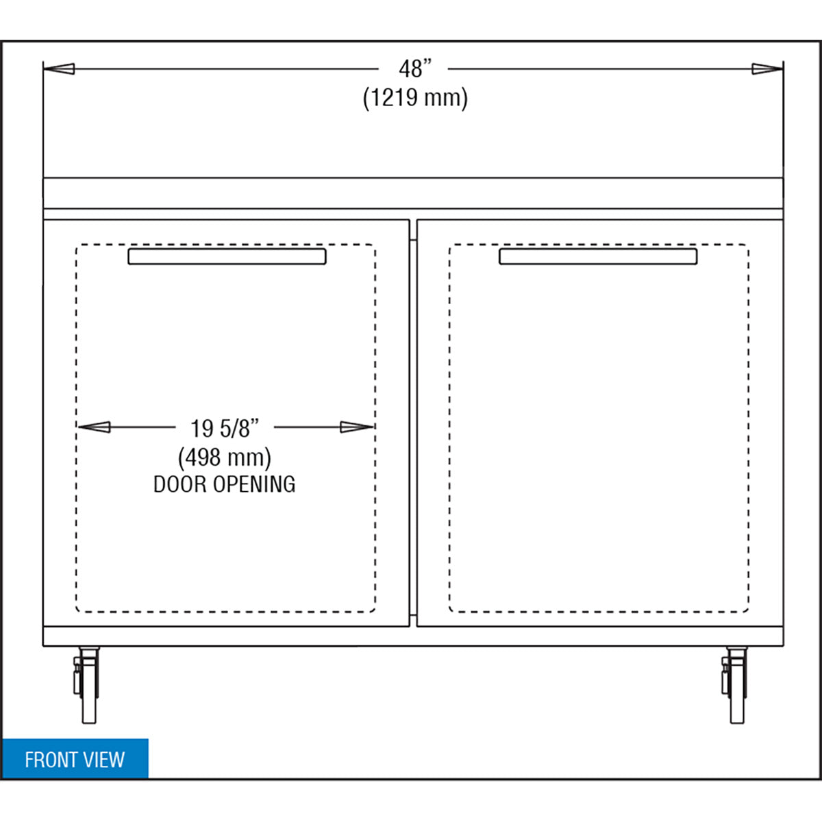Continental Refrigerator SW48N 48-Inch Worktop Refrigerator — 2 Doors, Stainless Steel Front