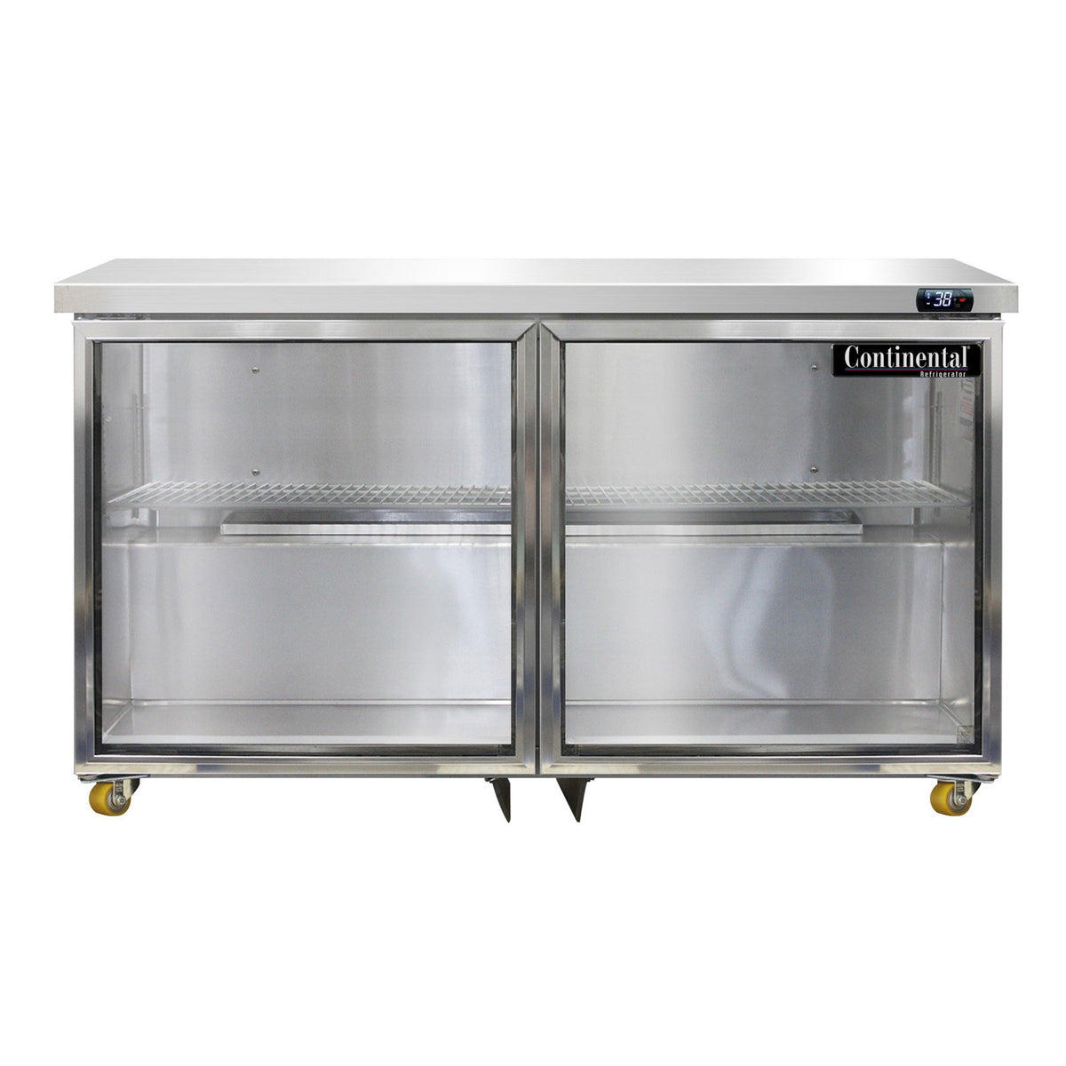 Continental Refrigerator SW48NGD-U 48-Inch Undercounter Glass Door Refrigerator — 2 Doors, Stainless Steel Front