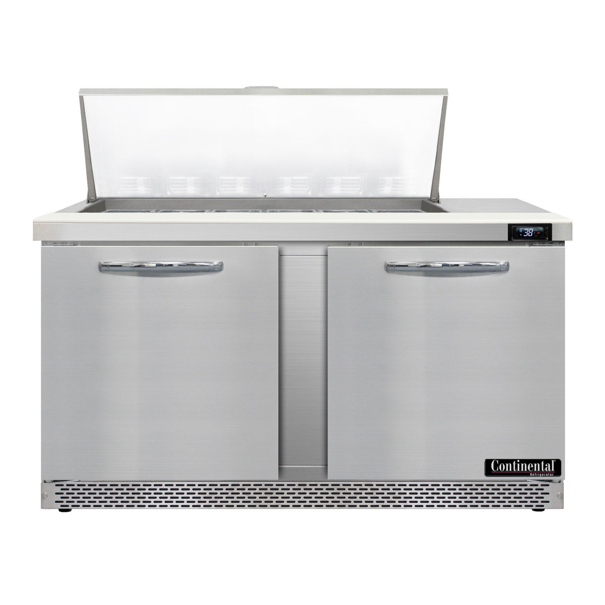 Continental Refrigerator SW60N18M-FB 60-Inch Mega Top Sandwich & Salad Prep Table — 2 Doors, 18 Pans, Stainless Steel Front